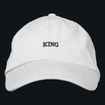 Embroidered King Handsome Text on White Cotton Cap<br><div class="desc">Command attention with this white adjustable cap,  embroidered with striking "King" text. The cotton fabric delivers comfort and style,  while the adjustable closure guarantees a perfect fit for those seeking a touch of royalty.</div>
