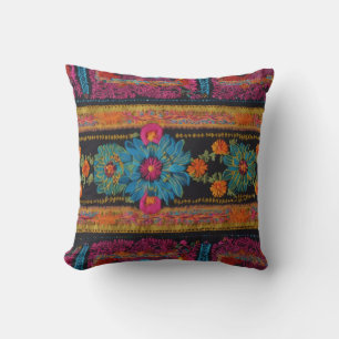 Embroidered Look Floral Cushion