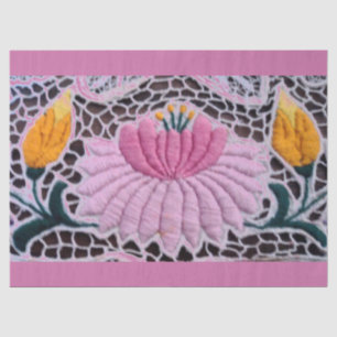 embroidered look water lily in kalocsai style tissue paper