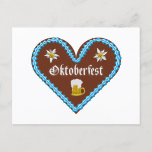 Embroidered Oktoberfest gingerbread heart Postcard
