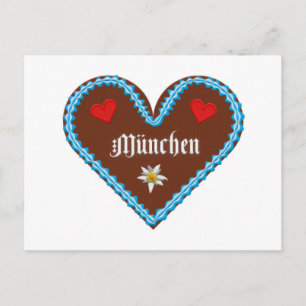 Embroidered Oktoberfest Munich gingerbread heart Postcard