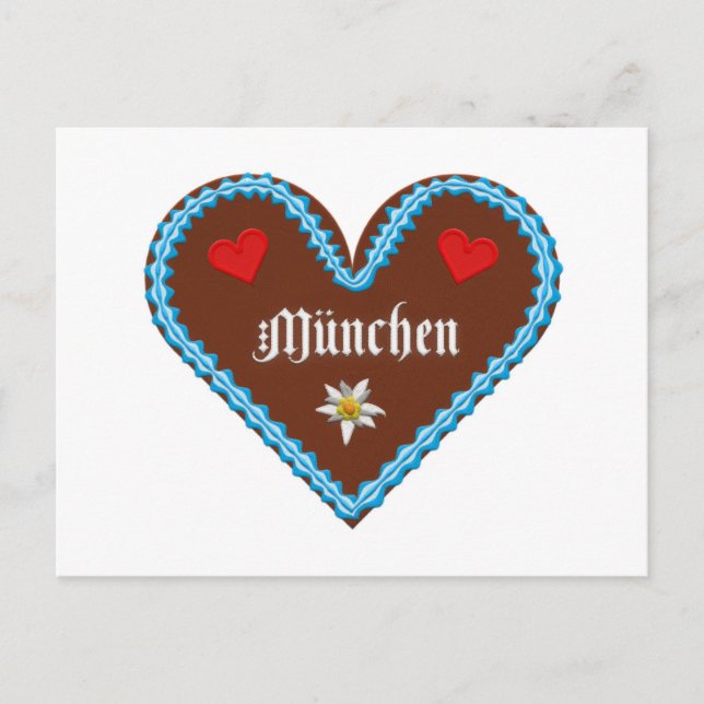 Embroidered Oktoberfest Munich gingerbread heart Postcard (Front)