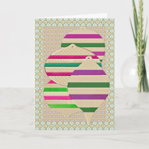 Embroidered ornaments holiday card