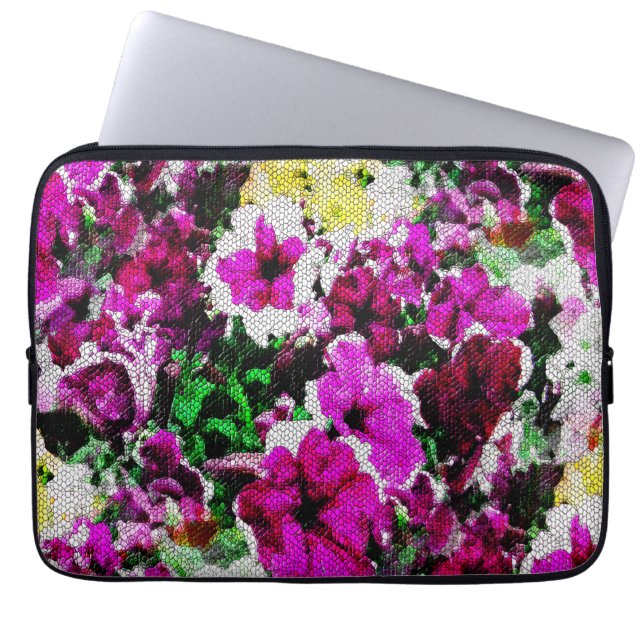 Embroidered Pansies... Laptop Sleeve (Front)