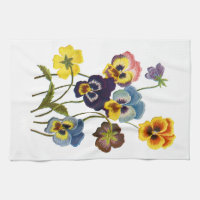Embroidered Parade of Pansies