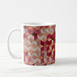Embroidered patchwork seamless pattern. Bohemian.  Coffee Mug