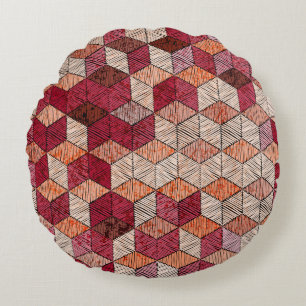 Embroidered patchwork seamless pattern. Bohemian. Round Cushion