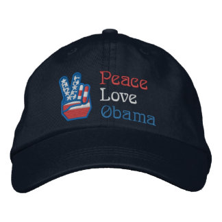 Embroidered Peace, Love, Obama Embroidered Hat