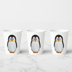 Embroidered penguin - Cross stitch animal by Calli Paper Cups