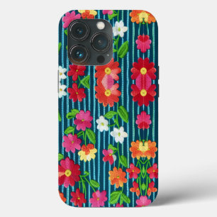 Embroidered quilted flowers by CallisC  Throw Pill iPhone 13 Pro Case