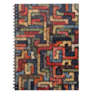 Embroidered seamless geometric pattern. Ethnic and Notebook