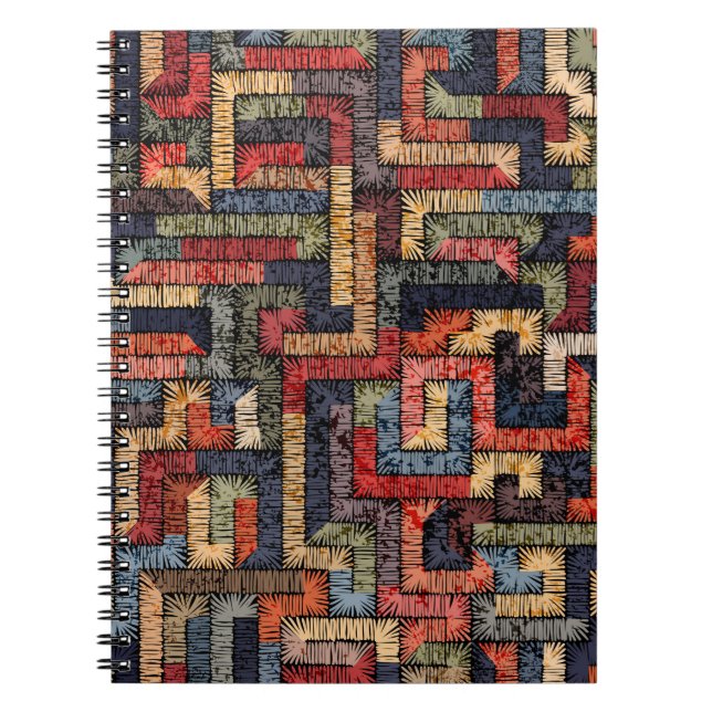 Embroidered seamless geometric pattern. Ethnic and Notebook (Front)