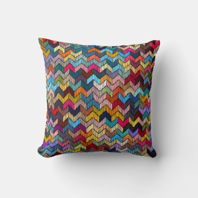 Embroidered seamless geometric pattern. Ornament E Cushion (Front)