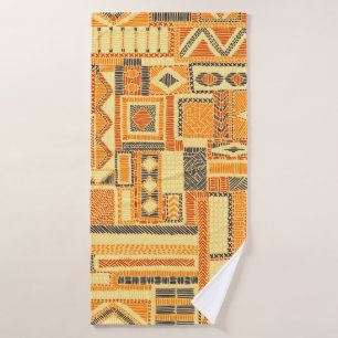 Embroidered seamless patchwork pattern. Bohemian o Bath Towel