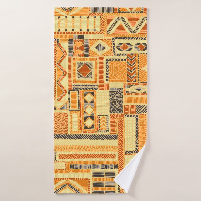 Embroidered seamless patchwork pattern. Bohemian o Bath Towel (Bath Towel)