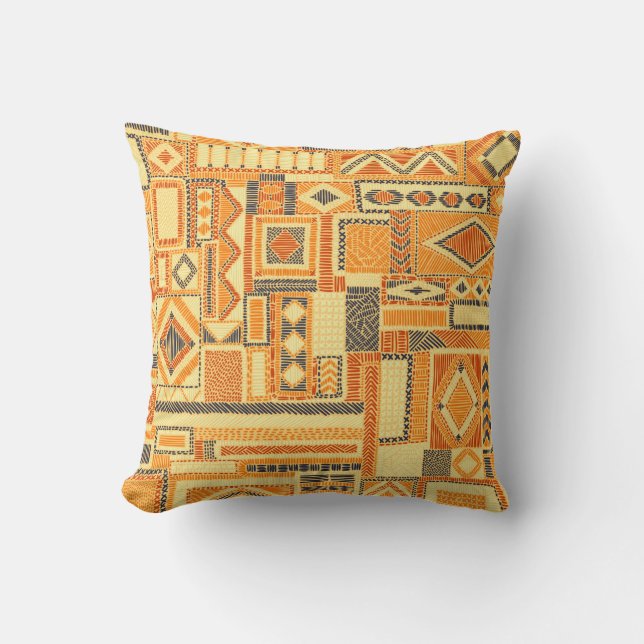 Embroidered seamless patchwork pattern. Bohemian o Cushion (Front)