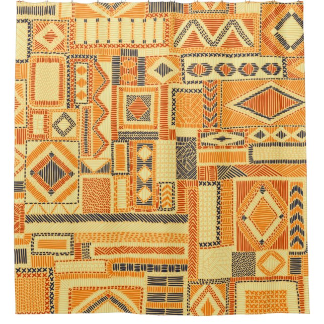 Embroidered seamless patchwork pattern. Bohemian o Shower Curtain (Front)