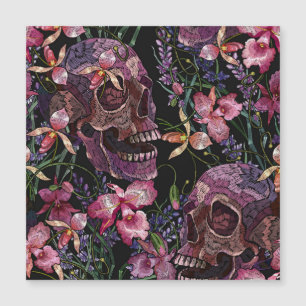 Embroidered Skull: Gothic Orchid Pattern