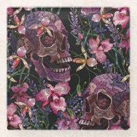 Embroidered Skull: Gothic Orchid Pattern