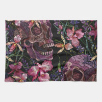 Embroidered Skull: Gothic Orchid Pattern