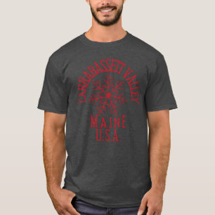 Embroidered Snowflake rabassett Maine USA Red T-Shirt