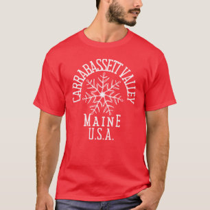Embroidered Snowflake rabassett Maine USA White T-Shirt
