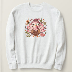 Embroidered Turkey Thanksgiving Sweatshirt