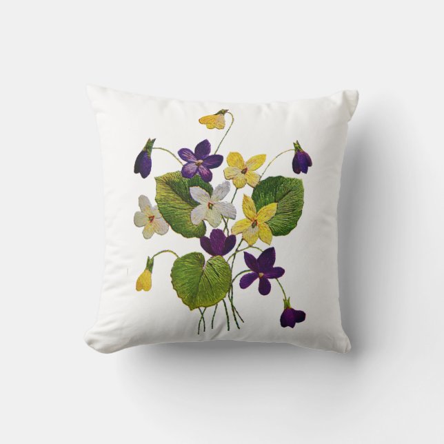 Embroidered Violet Pillow (Front)