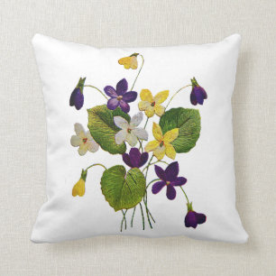 Embroidered Violet Pillow