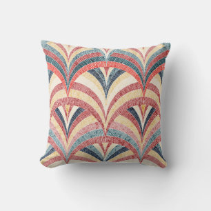 Embroidered wavy bohemian seamless print. cushion