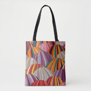 Embroidered wavy, ethnic bohemian seamless pattern tote bag