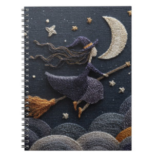 Embroidered Witch Moonlight Sky Notebook