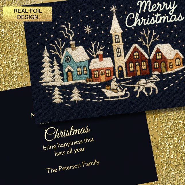 Embroidery Christmas Snowy Village Scene Blue (Creator Uploaded)