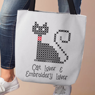Embroidery Cross-stitch and Cat Lover Bag