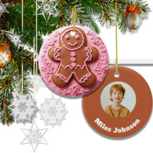 Embroidery Effect Christmas Gingerbread Man Photo 
