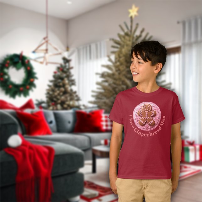 Embroidery Effect Christmas Gingerbread Man T-Shirt (Creator Uploaded)