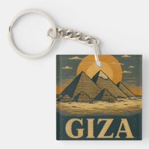 Embroidery Egyptian Pyramids of Giza Great Pyramid Key Ring