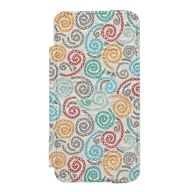 Embroidery fancy rumpled paper incipio iPhone wallet case (Folio Front)