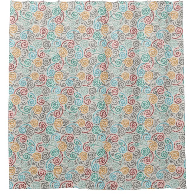 Embroidery fancy rumpled paper shower curtain (Front)