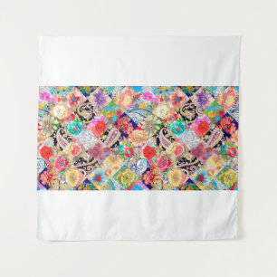 Embroidery floral neckline pattern with flowers an tapestry