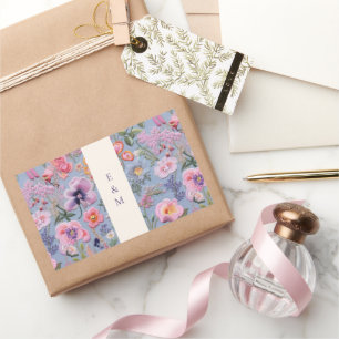 Embroidery Flowers Initials Rectangular Sticker