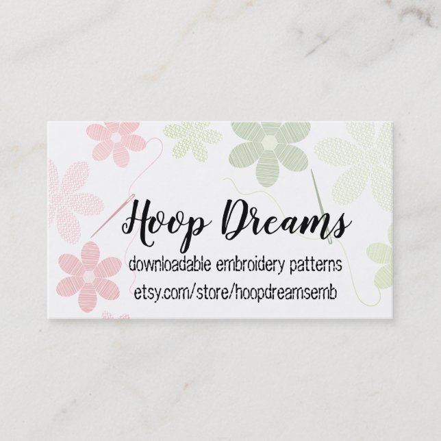 Embroidery flowers needle thread seamstress business card (Front)