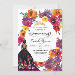 Embroidery Flowers Watercolor Floral Quinceañera I Invitation