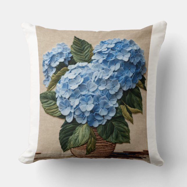 Embroidery Hydrangea pillow design (Front)