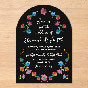 Embroidery Mexican Fiesta Floral Wedding Acrylic Invitations