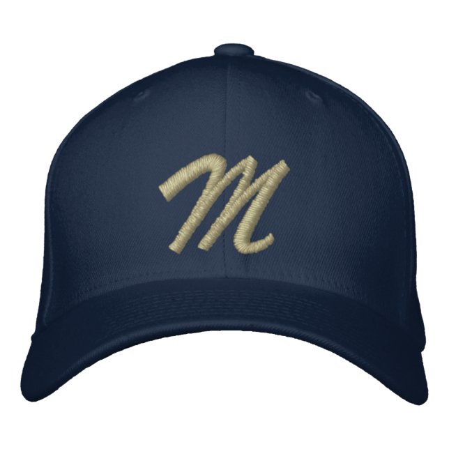 Embroidery Monogram Letter M Initial Embroidered Hat (Front)