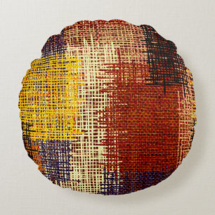 Embroidery ornament, coloured lines, bohemian styl round cushion