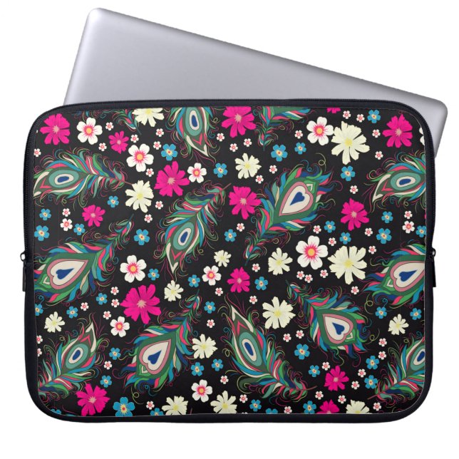 Embroidery peacock feathers seamless pattern. Clas Laptop Sleeve (Front)