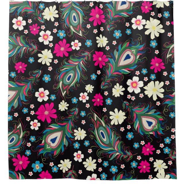 Embroidery peacock feathers seamless pattern. Clas Shower Curtain (Front)