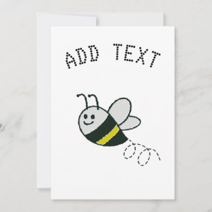 Embroidery Print Cute Bee Baby Shower Invitation